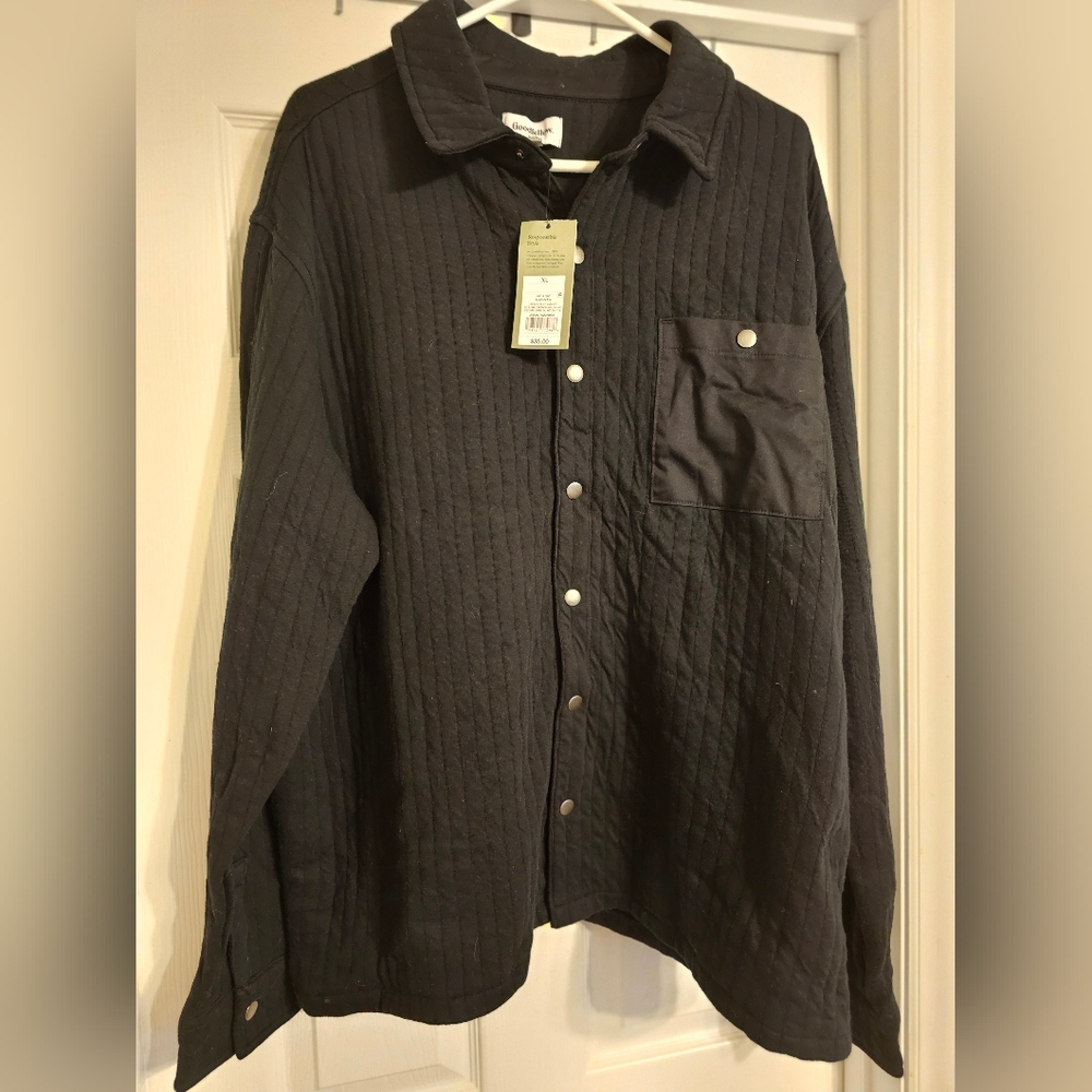 NWT Goodfellow & Co Black Quilted       Shirt Jacket. Size:XL.